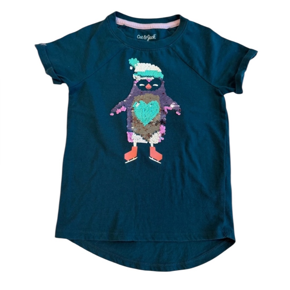Cat & Jack Kids' Dark Teal Penguin T-Shirt